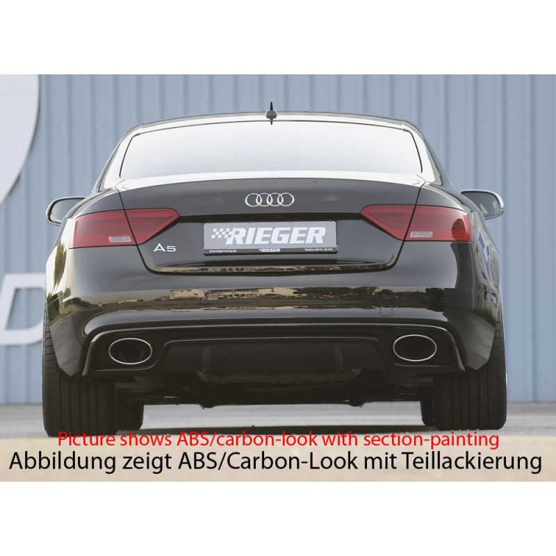 Diffuseur de pare chocs arrière Carbon look Rieger Tuning pour AUDI