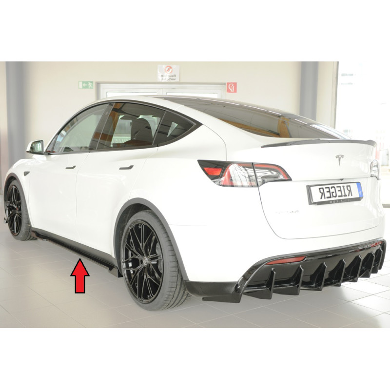 Lame De Bas De Caisse Gauche Noir Brillant Rieger Tuning Pour Tesla