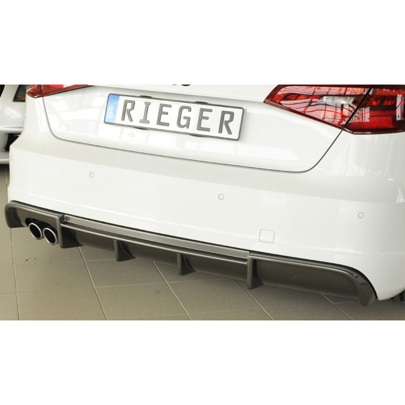 DIFFUSEUR ARRIERE RIEGER AUDI A3 8V 3 PORTES + SPORTBACK SANS S-LINE  (13-16) - DOUBLE GAUCHE - DROIT - LOOK CARBON